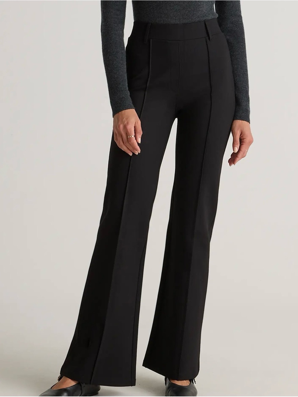 Quince Black Ponte Flare Pants - Women